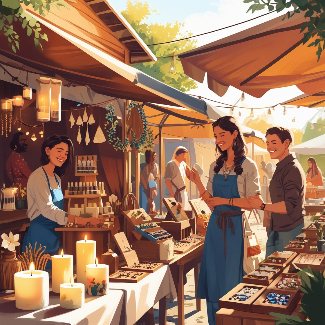 Artisans sur un marché